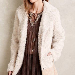 NEW ANTHROPOLOGIE Elevenses CREAM Fira Sherpa Coat Jacket Size S Small 4-6